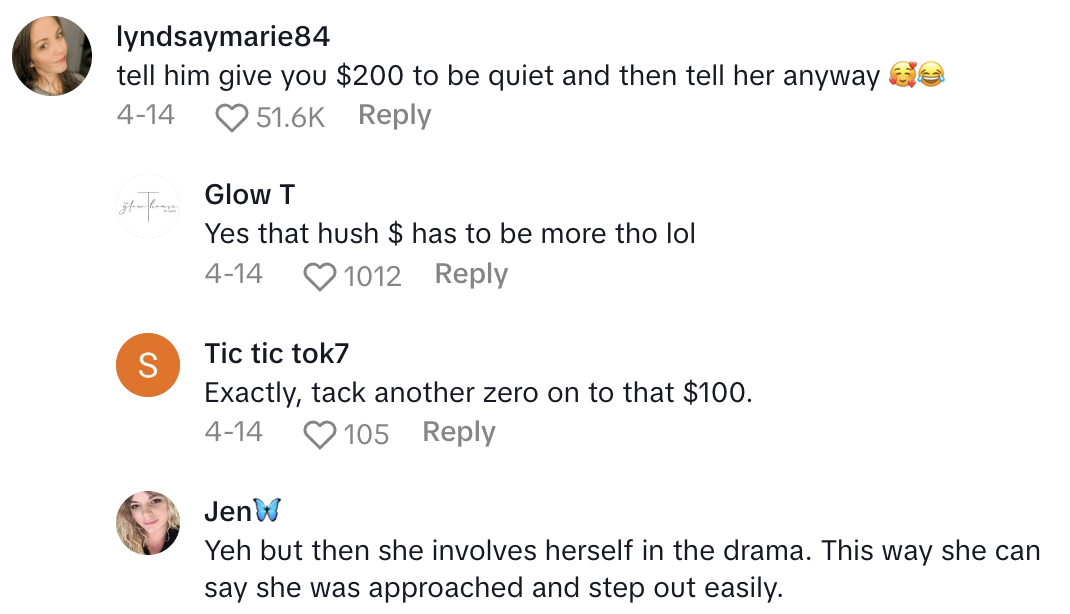 Screenshot 2025 05 04 at 6.23.16 PM Golf Course Employee Talked About How She Got Involved In A Cheating Husbands Relationship   His wife started tipping me $100 to let her know.